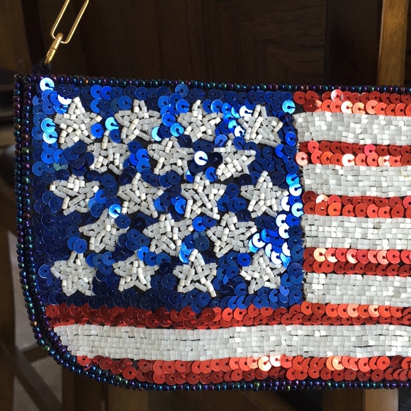 Comeco Handbags - American Flag Sequins & Beads Small Handbag